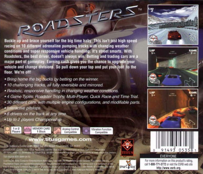 Roadsters — Box back