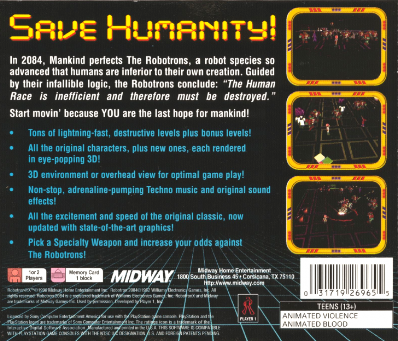 Robotron X — Box back