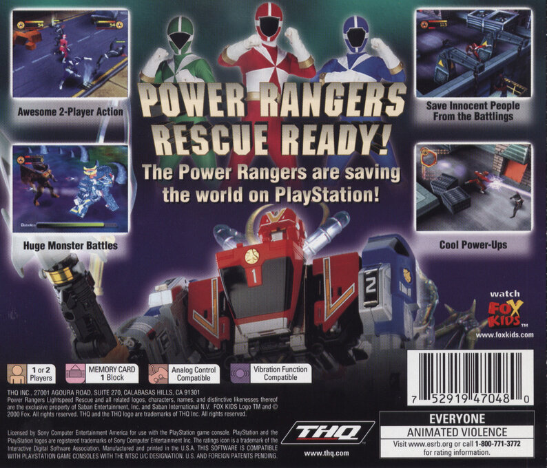 Saban's Power Rangers : Lightspeed Rescue — Box back