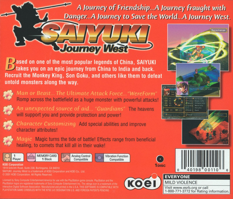 Saiyuki : Journey West — Box back