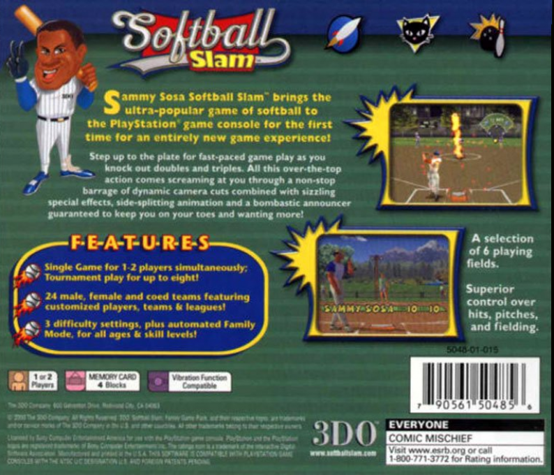 Sammy Sosa Softball Slam — Box back