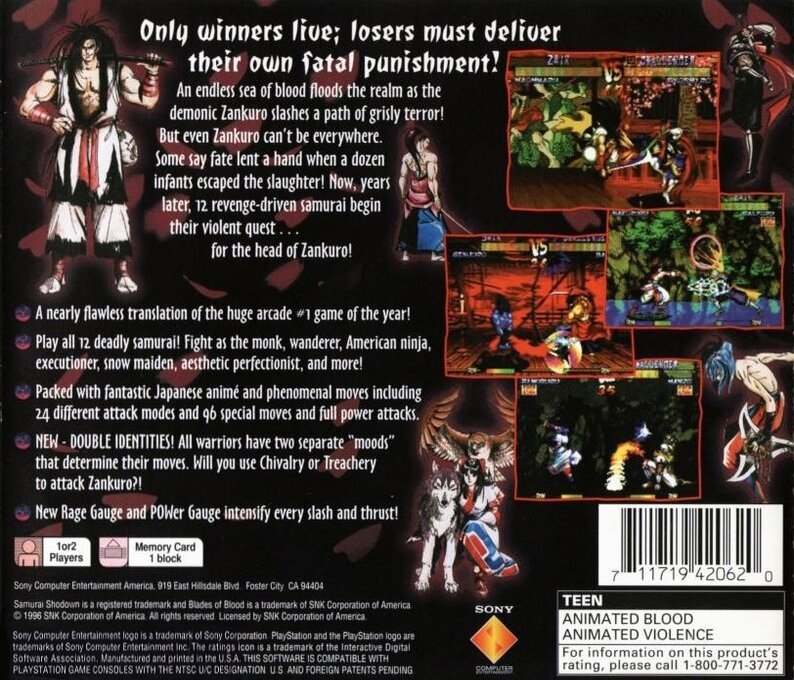Samurai Shodown III : Blades of Blood — Box back