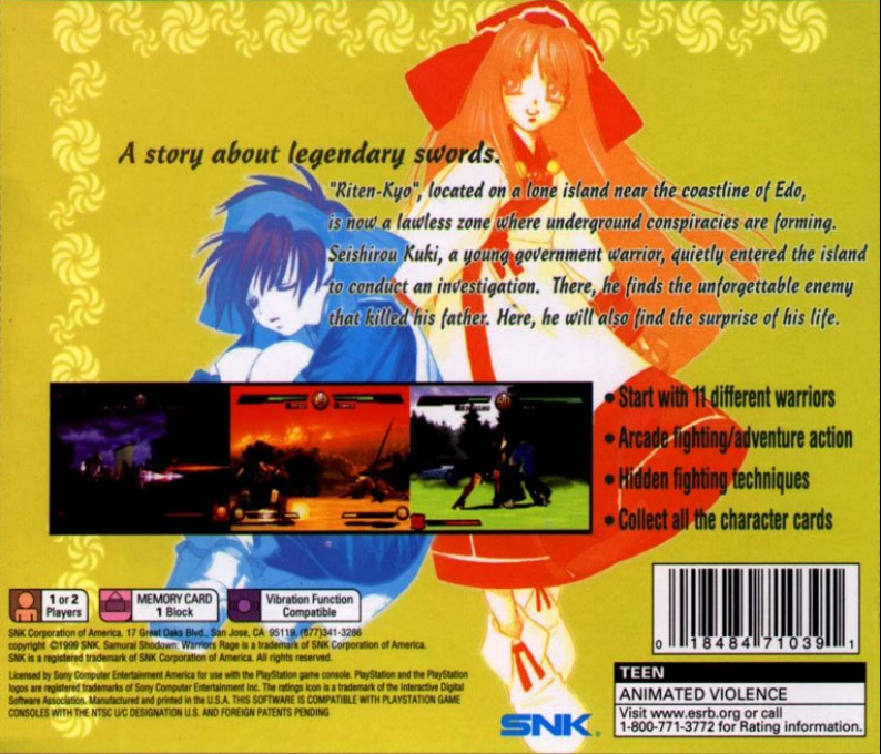 Samurai Shodown : Warriors Rage — Box back