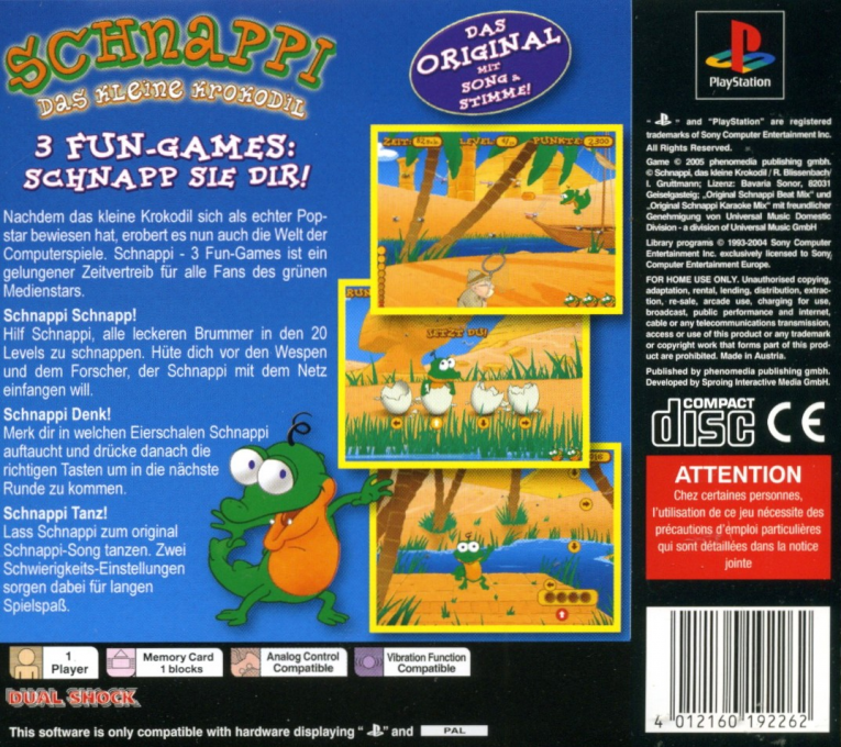 Schnappi : Das kleine Krokodil, 3 Fun-Games — Box back