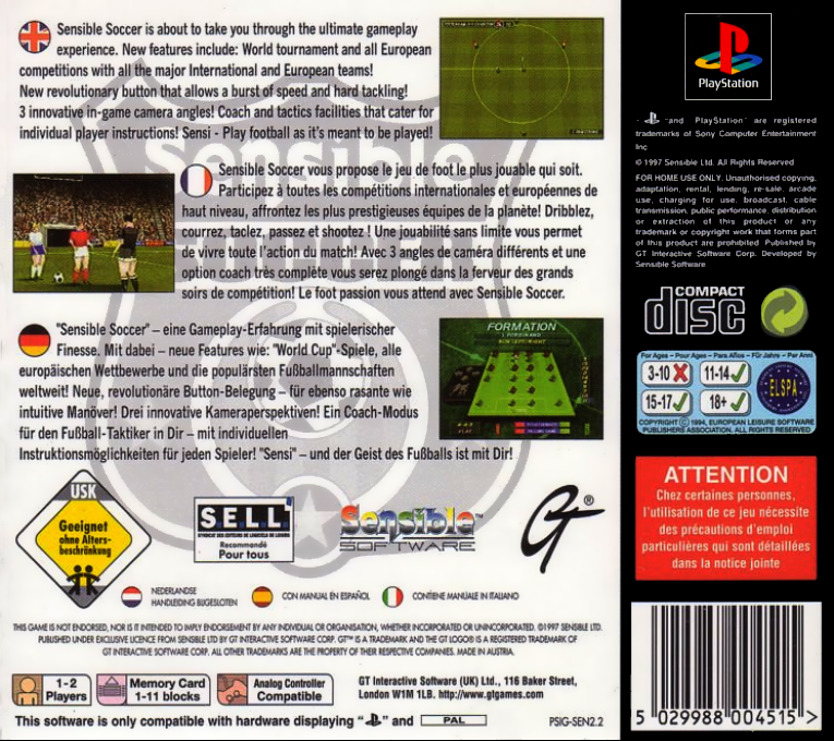 Sensible Soccer — Box back