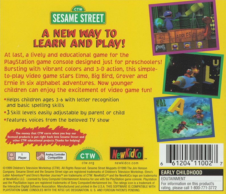 Sesame Street : Elmo's Letter Adventure — Box back