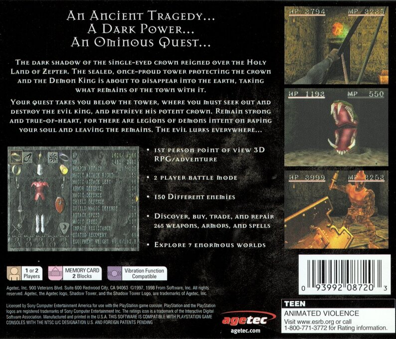 Shadow Tower — Box back
