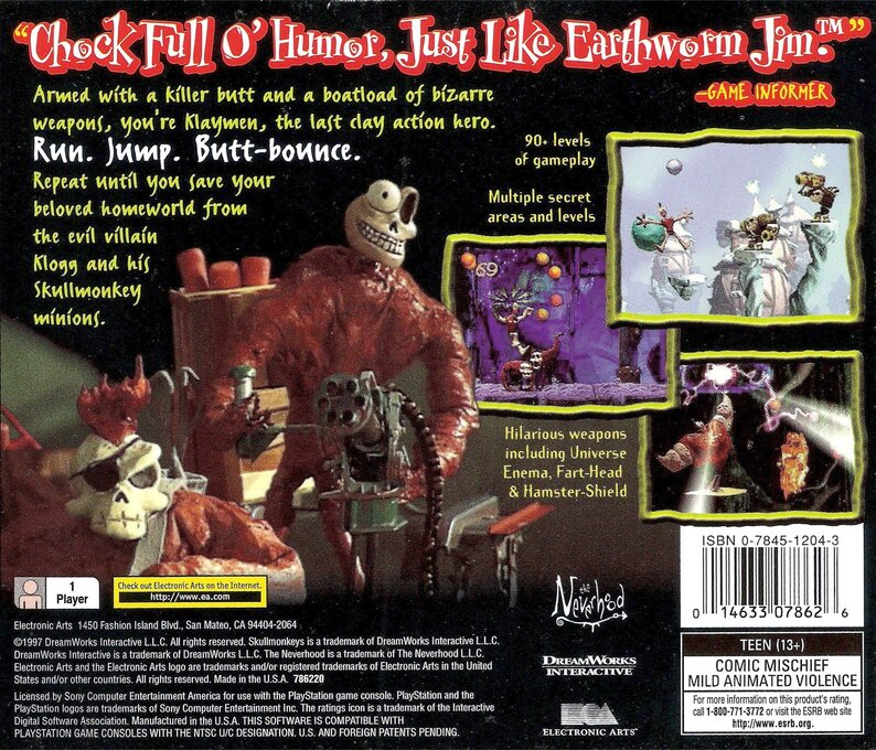 Skullmonkeys — Box back