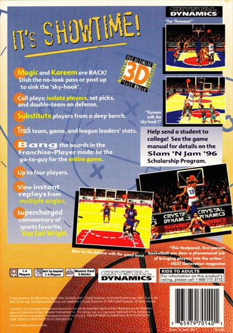 Slam 'n Jam '96 featuring Magic & Kareem — Box back