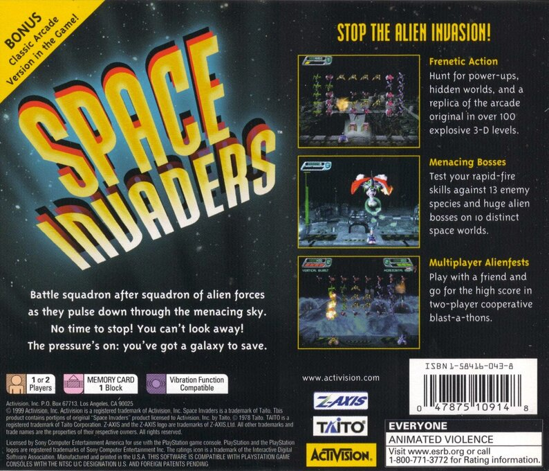 Space Invaders — Box back
