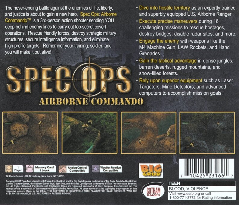 Spec Ops : Airborne Commando — Box back