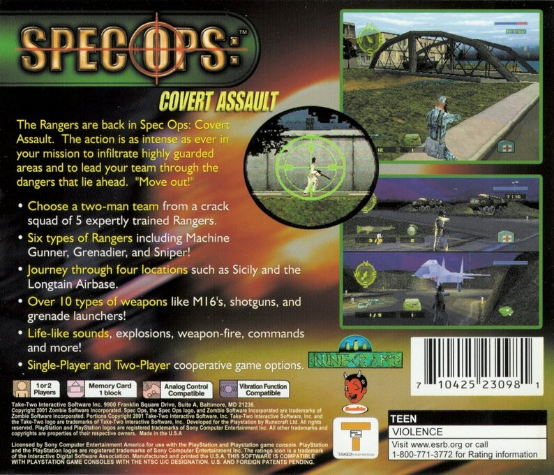 Spec Ops : Covert Assault — Box back