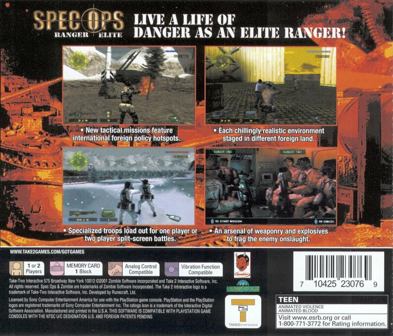 Spec Ops : Ranger Elite — Box back