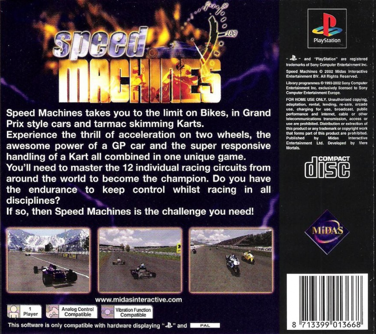 Speed Machines — Box back
