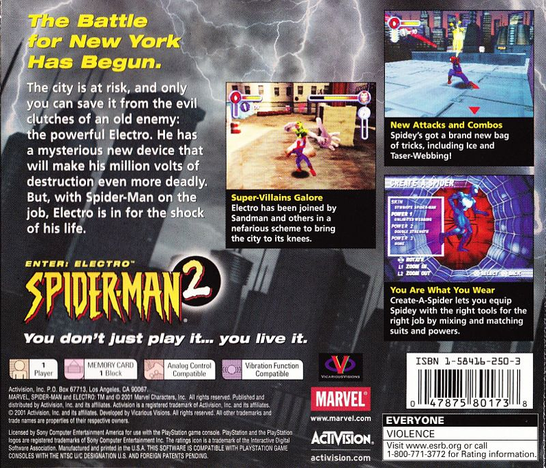 Spider-Man 2 - Enter: Electro — Box back