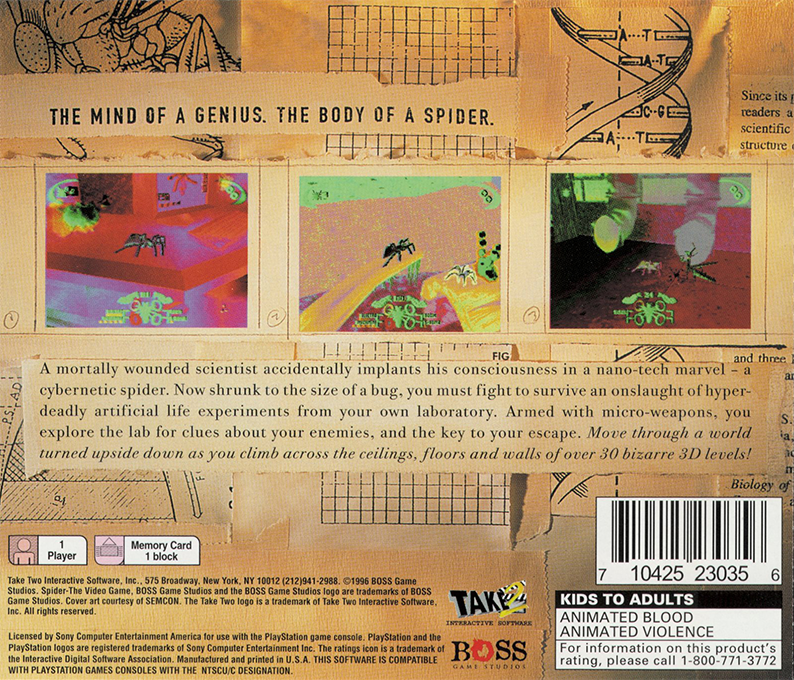 Spider : The Video Game — Box back