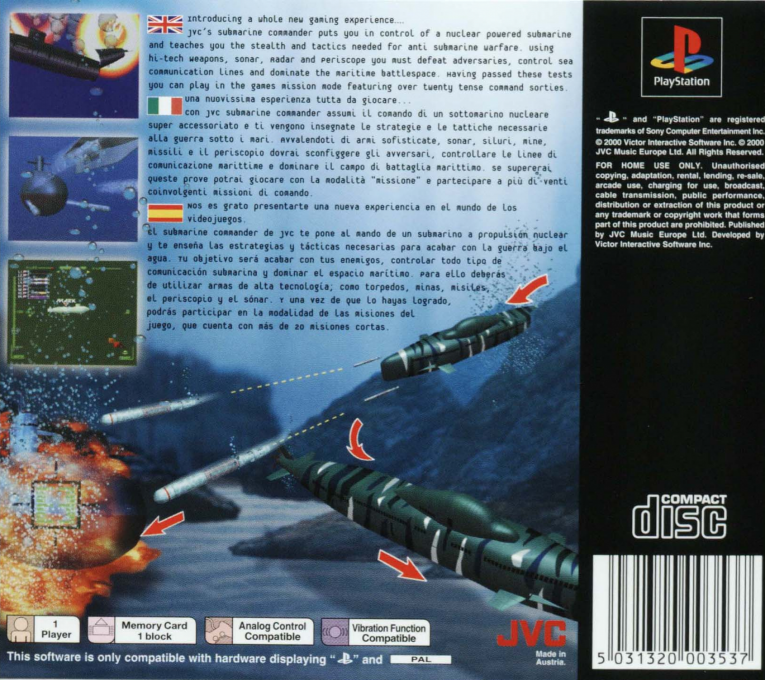Submarine Commander — Box back