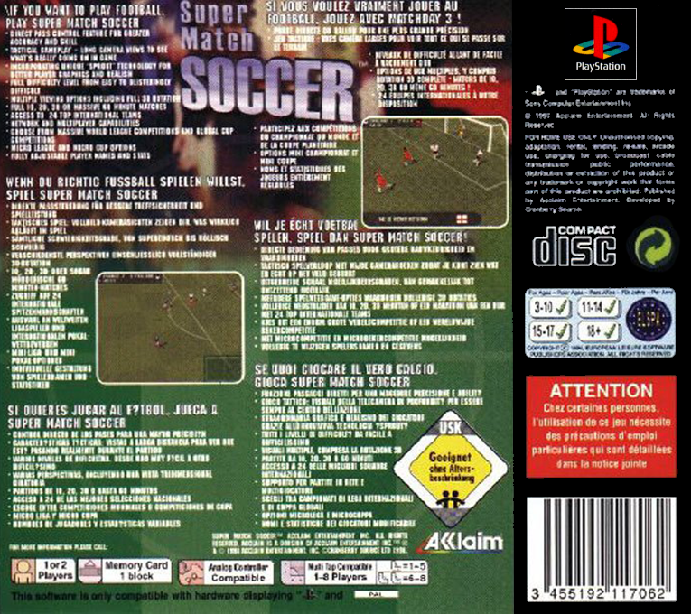 Super Match Soccer — Box back