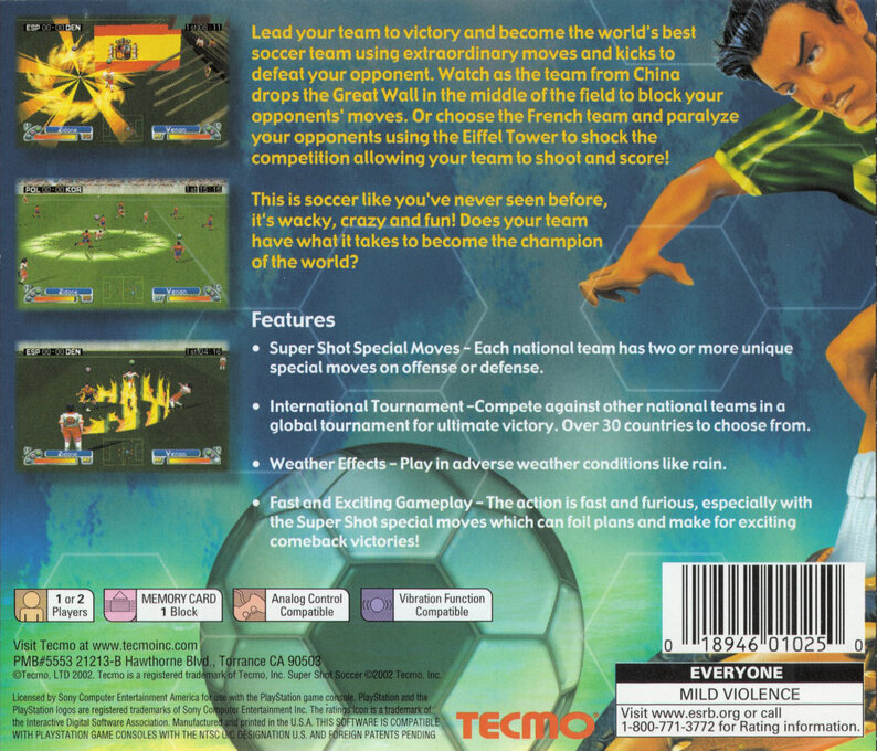 Super Shot Soccer — Box back