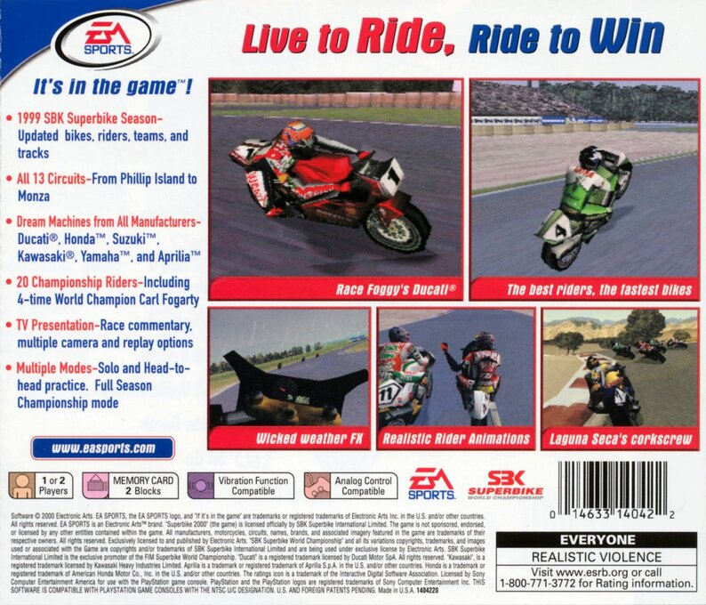 Superbike 2000 — Box back