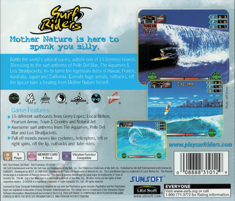 Surf Riders — Box back