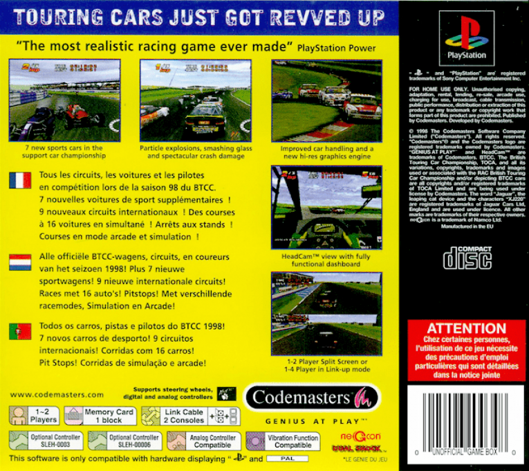 TOCA 2 Touring Cars — Box back