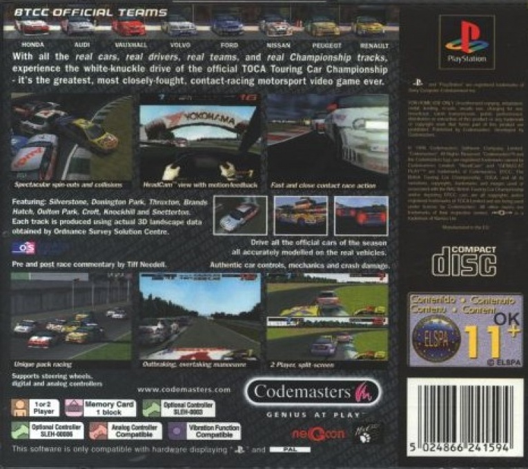 TOCA World Touring Cars — Box back