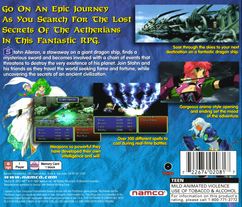 Tales of Destiny — Box back