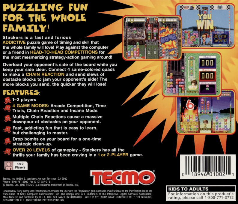Tecmo Stackers — Box back