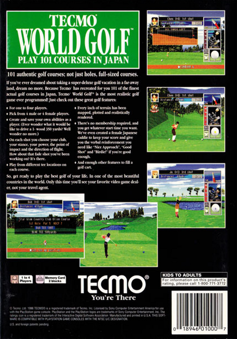 Tecmo World Golf — Box back