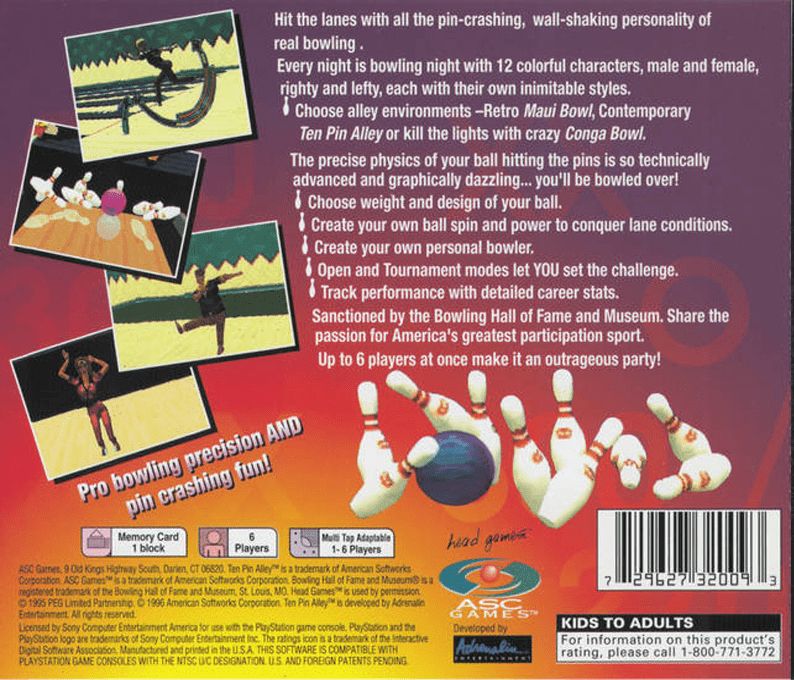 Ten Pin Alley — Box back