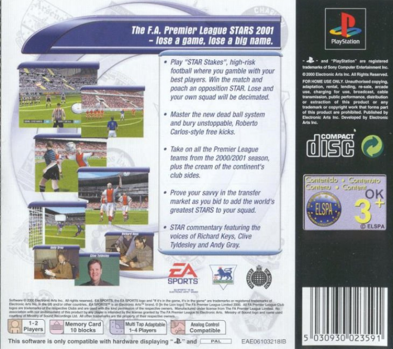 The F.A. Premier League Stars 2001 — Box back