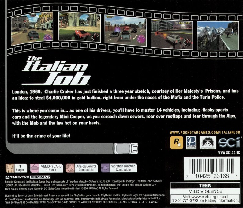 The Italian Job — Box back