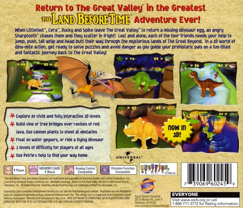 The Land Before Time : Return to the Great Valley — Box back