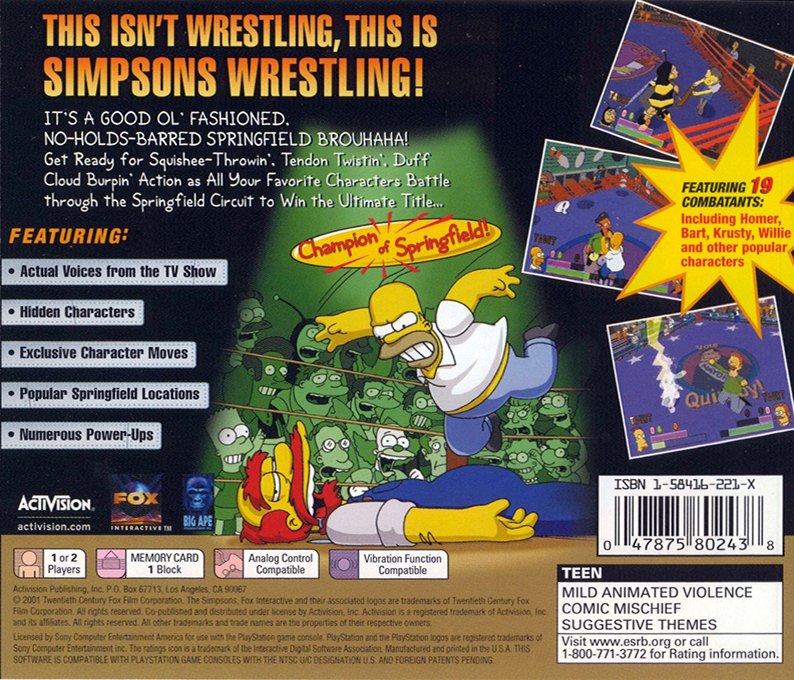 The Simpsons Wrestling — Box back