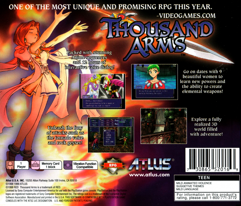 Thousand Arms — Box back