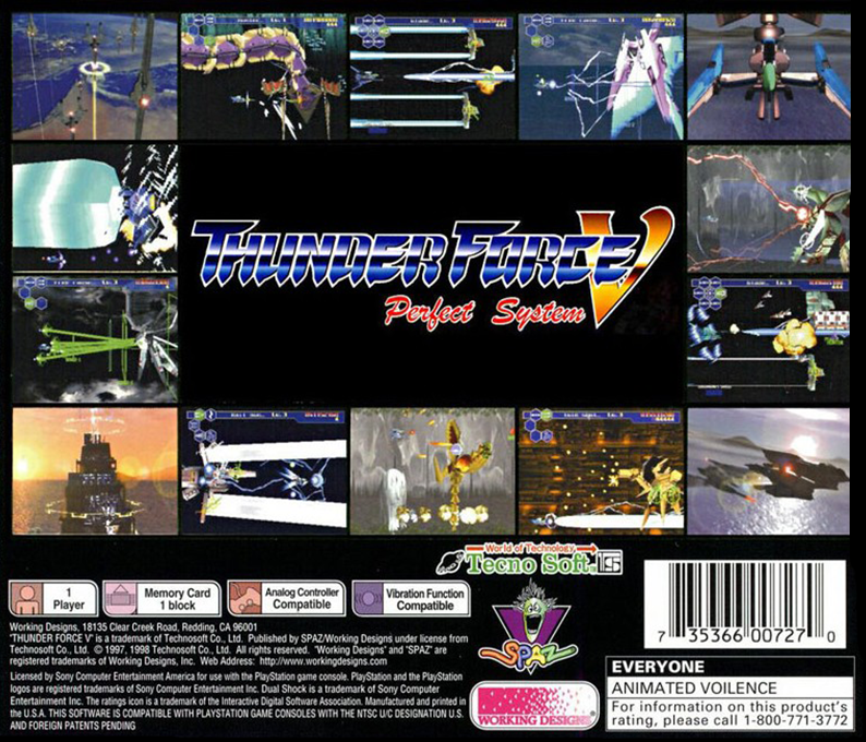 Thunder Force V : Perfect System — Box back