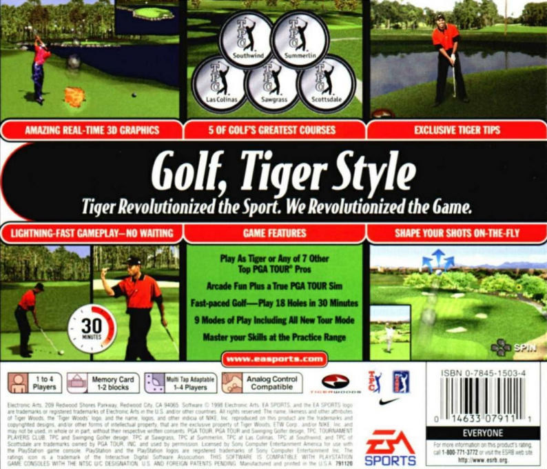 Tiger Woods 99 PGA Tour Golf — Box back