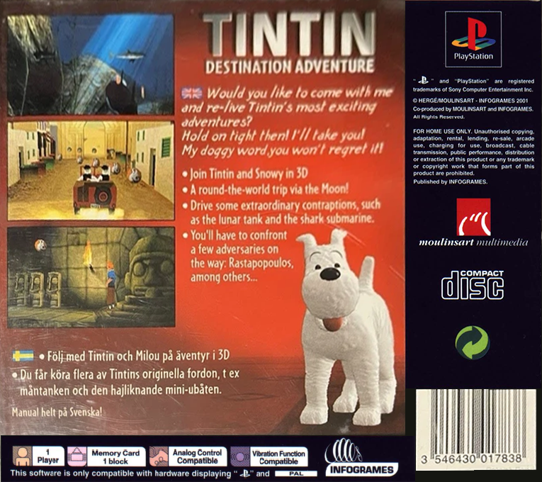 Tintin : Destination Adventure — Box back