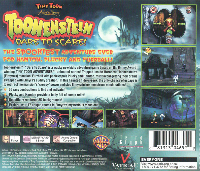 Tiny Toon Adventures : Toonenstein, Dare to Scare! — Box back