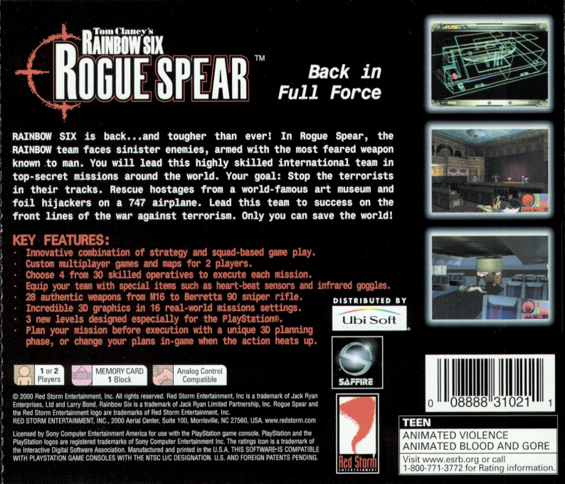 Tom Clancy's Rainbow Six : Rogue Spear — Box back