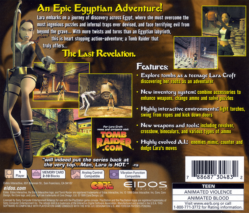 Tomb Raider : The Last Revelation — Box back