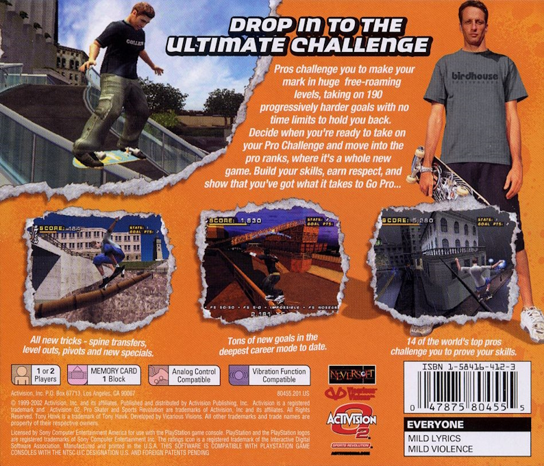 Tony Hawk's Pro Skater 4 — Box back
