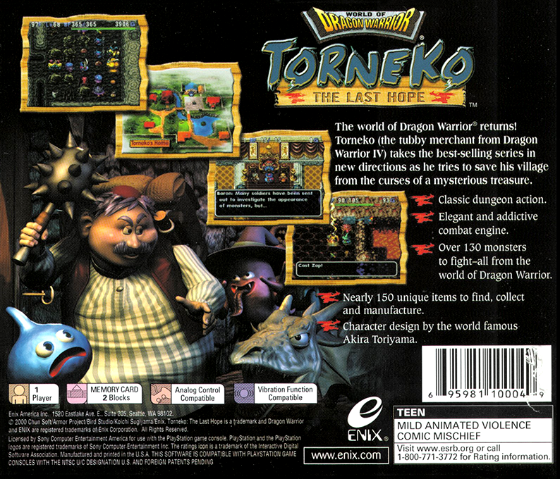Torneko : The Last Hope — Box back