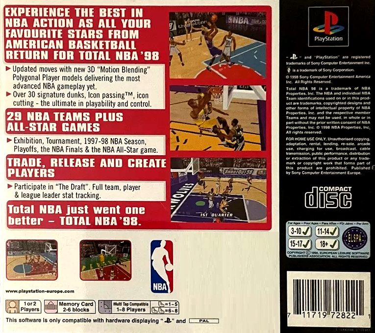 Total NBA 98 — Box back