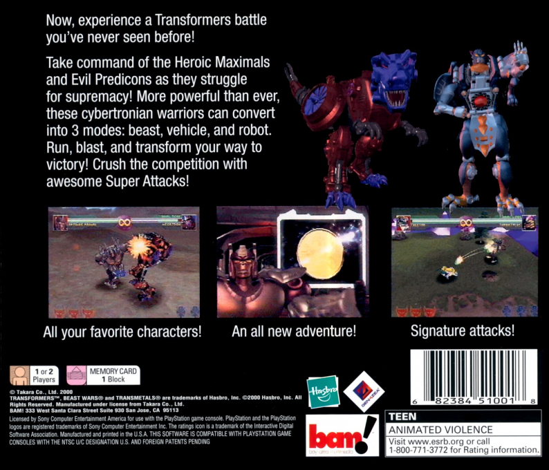 Transformers : Beast Wars Transmetals — Box back