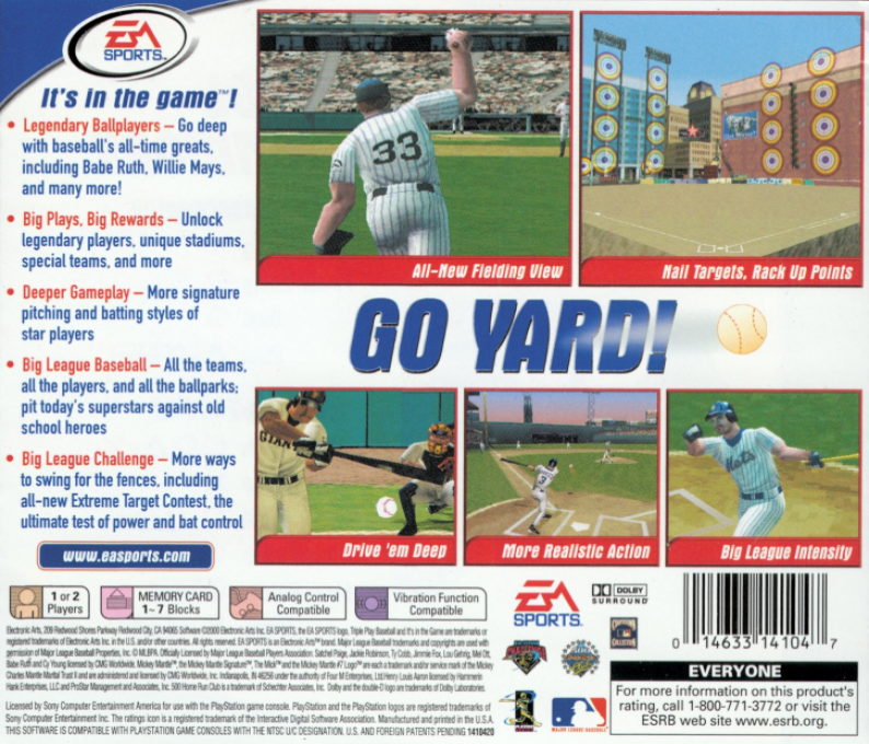 Triple Play 2001 — Box back