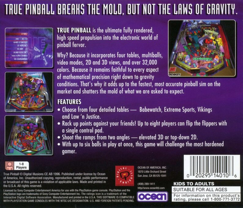 True Pinball — Box back