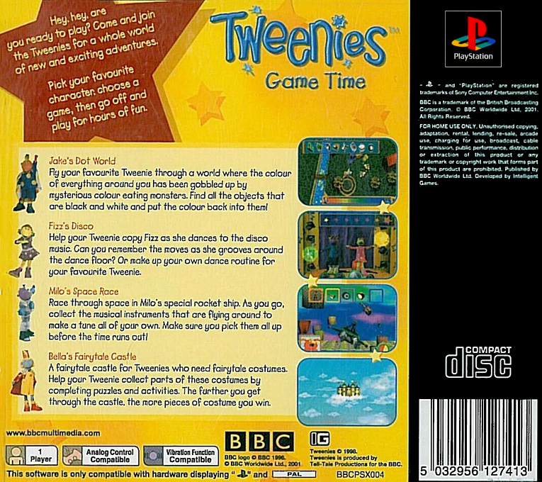 Tweenies : Game Time — Box back