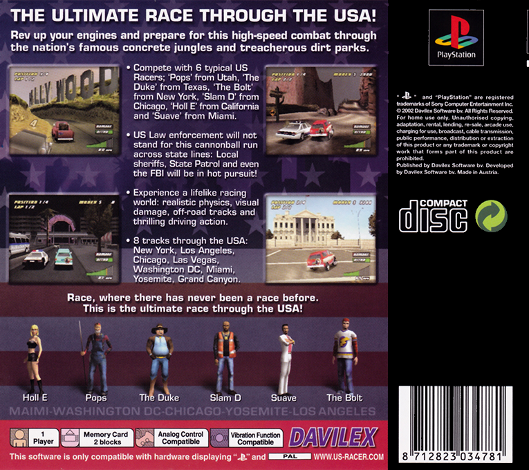 USA Racer — Box back